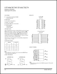 UT54ACS279 datasheet: Radiation-hardened quadruple S-R latche. UT54ACS279
