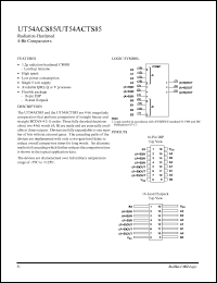 UT54ACTS85 datasheet: Radiation-hardened 4-bit comparator. UT54ACTS85