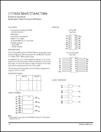 UT54ACS86 datasheet: Radiation-hardened quadruple 2-input exclusive OR gate. UT54ACS86
