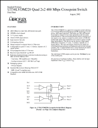 UT54LVDM228UCA datasheet: Quad 2x2 400Mbps LVDS crosspoint switch. Lead finish hot solder dipped. UT54LVDM228UCA