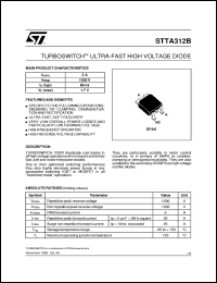 STTA312B datasheet: TURBOSWITCH - ULTRA-FAST HIGH VOLTAGE DIODE STTA312B