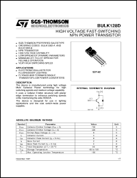 BULK128D-B datasheet: HIGH VOLTAGE FAST-SWITCHING NPN POWER TRANSISTOR BULK128D-B