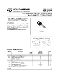 TIP122FP datasheet: COMPLEMENTARY SILICON POWER DARLINGTON TRANSISTORS TIP122FP