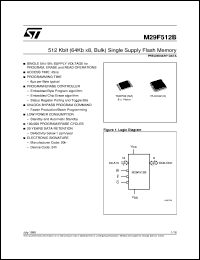 M29F512B datasheet: 512 KBIT (64KB X8, BULK) SINGLE SUPPLY FLASH MEMORY M29F512B