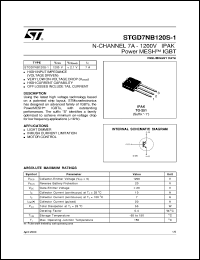 STGD7NB120S-1 datasheet: N-CHANNEL 7A - 1200V IPAK POWERMESH IGBT STGD7NB120S-1