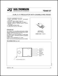 TDA8137 datasheet: DUAL 5.1V REGULATOR WITH DISABLE AND RESET TDA8137