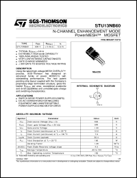 STU13NB60 datasheet: N-CHANNEL ENHANCEMENT MODE POWERMESH MOSFET STU13NB60