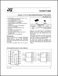 74VHCT139A datasheet: DUAL 2 TO 4 DECODER/DEMULTIPLEXER 74VHCT139A