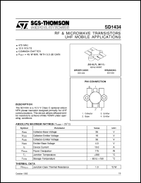 SD1434 datasheet: UHF MOBILE APPLICATIONS RF & MICROWAVE TRANSISTORS SD1434