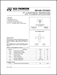 SD1449 datasheet: UHF TV/LINEAR APPLICATIONS RF & MICROWAVE TRANSISTORS SD1449