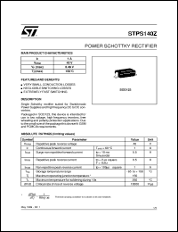 STPS140Z datasheet: POWER SCHOTTKY RECTIFIER STPS140Z