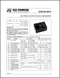 GS5T24-5D15 datasheet: 5 W TRIPLE OUTPUT DC-DC CONVERTER GS5T24-5D15