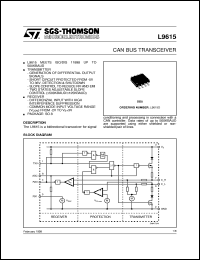 L9615 datasheet: CAN BUS TRANSCEIVER L9615