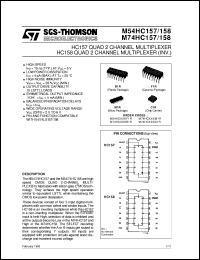 M74HC158 datasheet: HC157 QUAD 2 CHANNEL MULTIPLEXER, HC158 QUAD 2 CHANNEL MULTIPLEXER (INV.) M74HC158