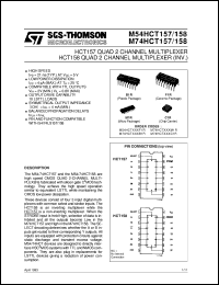 M74HCT158 datasheet: HCT157 QUAD 2 CHANNEL MULTIPLEXER, HCT158 QUAD 2 CHANNEL MULTIPLEXER (INV.) M74HCT158