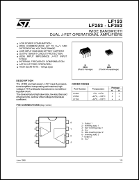 LF353D datasheet: WIDE BANDWIDTH DUAL J-FET OPERATIONAL AMPLIFIERS LF353D