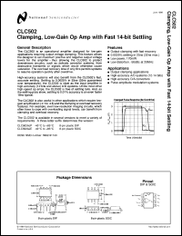 CLC502MDC datasheet: Clamping, Low-Gain Op Amp with Fast 14-bit Settling CLC502MDC