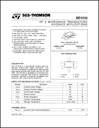 SD1542 datasheet: AVIONICS APPLICATIONS RF & MICROWAVE TRANSISTORS SD1542