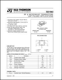 SD1563 datasheet: UHF PULSED APPLICATIONS RF & MICROWAVE TRANSISTORS SD1563