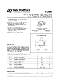 SD1565 datasheet: UHF PULSED APPLICATIONS RF & MICROWAVE TRANSISTORS SD1565