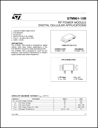 STM961-15B datasheet: RF POWER MODULE DIGITAL CELLULAR APPLICATIONS STM961-15B