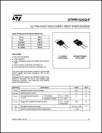 STPR1520D datasheet: ULTRA-FAST RECOVERY RECTIFIER DIODES STPR1520D