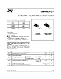 STPR1520F datasheet: ULTRA-FAST RECOVERY RECTIFIER DIODES STPR1520F