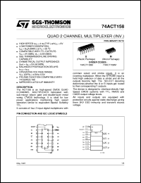 74ACT158 datasheet: QUAD 2 CHANNEL MULTIPLEXER (INV.) 74ACT158