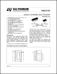 74ACT157 datasheet: QUAD 2 CHANNEL MULTIPLEXER 74ACT157