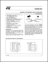 74VHC157 datasheet: QUAD 2 CHANNEL MULTIPLEXER 74VHC157