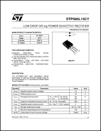 STPS80L15CY datasheet: LOW DROP OR-ING POWER SCHOTTKY RECTIFIER STPS80L15CY