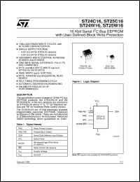 ST24W16 datasheet: 16 KBIT SERIAL I 2 C BUS EEPROM WITH USER-DEFINED BLOCK WRITE PROTECTION ST24W16