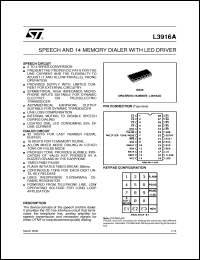 L3916AD datasheet: SPEECH AND 14 MEMORY DIALER WITH LED DRIVER SPEECH CIRCUIT L3916AD