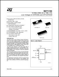 M27V160 datasheet: 16 MBIT (2MB X8 OR 1MB X16) LOW VOLTAGE UV EPROM AND OTP EPROM M27V160