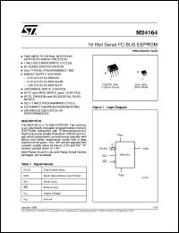 M24164 datasheet: 16K SERIAL I 2 C BUS EEPROM M24164