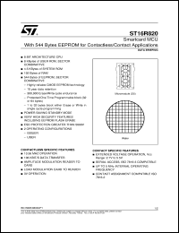 ST16R820 datasheet: SMARTCARD MCU WITH 544 BYTES EEPROM FOR CONTACTLESS/CONTACT APPLICATIONS ST16R820