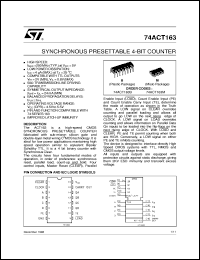 74ACT163 datasheet: SYNCHRONOUS PRESETTABLE 4-BIT COUNTER 74ACT163