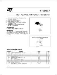 STD616A-1 datasheet: HIGH VOLTAGE NPN POWER TRANSISTOR STD616A-1