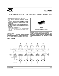 TDA7317 datasheet: FIVE BANDS DIGITAL CONTROLLED GRAPHIC EQUALIZER TDA7317