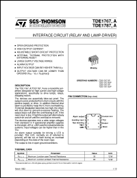 TDE1767ADP datasheet: INTERFACE CIRCUIT (RELAY AND LAMP - DRIVER) TDE1767ADP