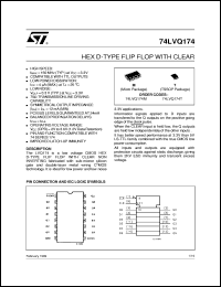 74LVQ174 datasheet: HEX D-TYPE FLIP FLOP WITH CLEAR 74LVQ174