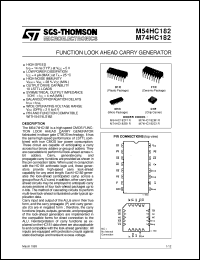 M74HC182 datasheet: FUNCTION LOOK AHEAD CARRY GENERATOR M74HC182