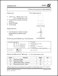 APM2070PUC-TR datasheet: 20 V, P-channel enhancement mode MOSFET APM2070PUC-TR