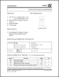 APM2095PUC-TR datasheet: 20 V, P-channel enhancement mode MOSFET APM2095PUC-TR