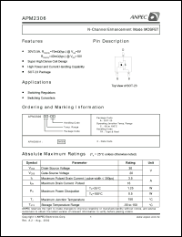 APM2306AC-TR datasheet: 30 V, N-channel enhancement mode MOSFET APM2306AC-TR