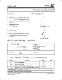 APM2322AC-TR datasheet: 20 V, N-channel enhancement mode MOSFET APM2322AC-TR