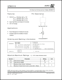 APM2318AC-TR datasheet: 30 V, N-channel enhancement mode MOSFET APM2318AC-TR