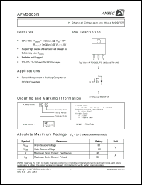 APM3005NGC-TR datasheet: 30 V, N-channel enhancement mode MOSFET APM3005NGC-TR