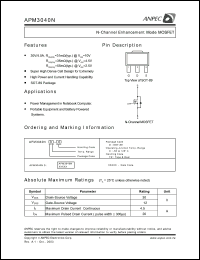 APM3040NDC-TR datasheet: 30 V, N-channel enhancement mode MOSFET APM3040NDC-TR