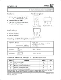 APM3054NUC-TR datasheet: 30 V, N-channel enhancement mode MOSFET APM3054NUC-TR